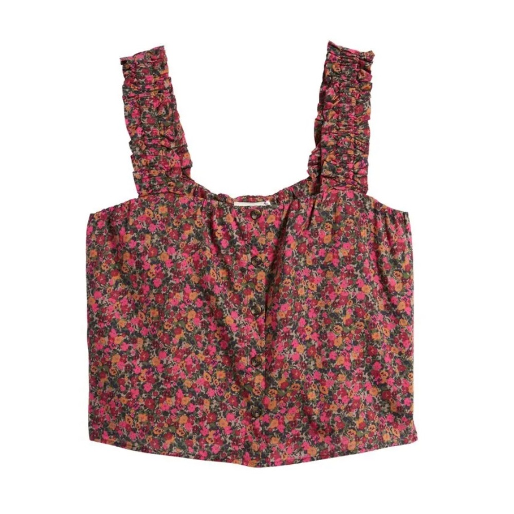 Treasure & Bond Floral Ruffle Strap Top